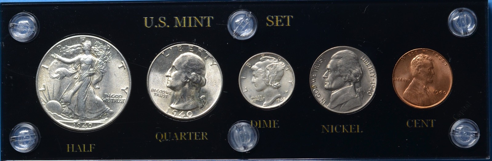 1940 P MINT SET CHOICE/GEM UNCIRCULATED IN BLACK CAPITAL HOLDER JEFF HAS STEPS