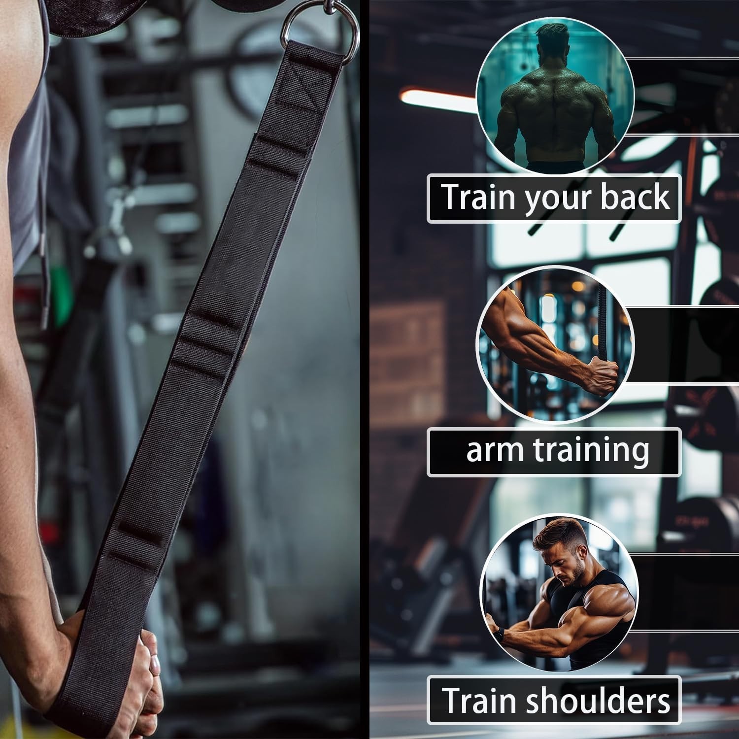 Tricep Rope Cable Attachment Pull Down Facepull Strength Arm Training Straps Gym