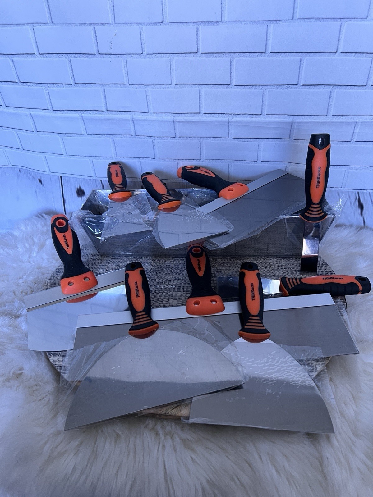 THINKWORK Drywall Knife Set, 10Pcs Drywall Tools Includes Mud Pan