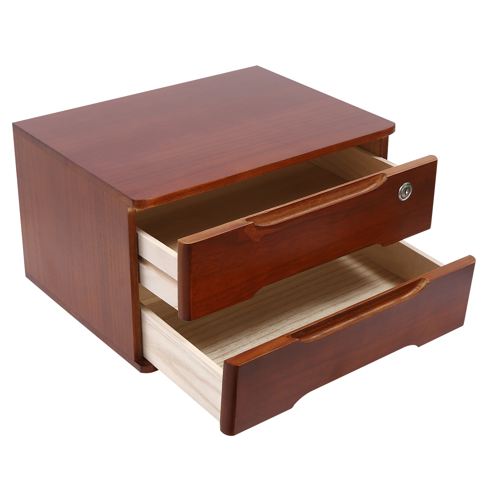 2 Tiers Desktop Storage Cabinet Organizer Box For Office Home Lockable w/Drawers