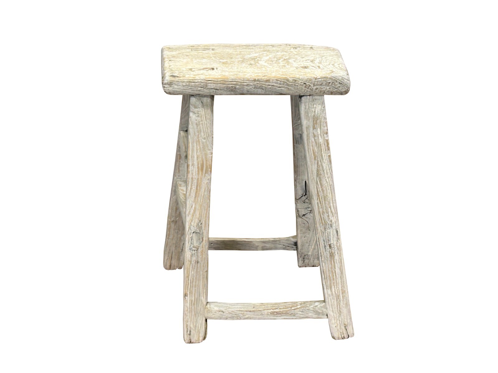Rustic Raw Rough Wood Grain Rectangle Slim Stool Bench Side Table ws4616