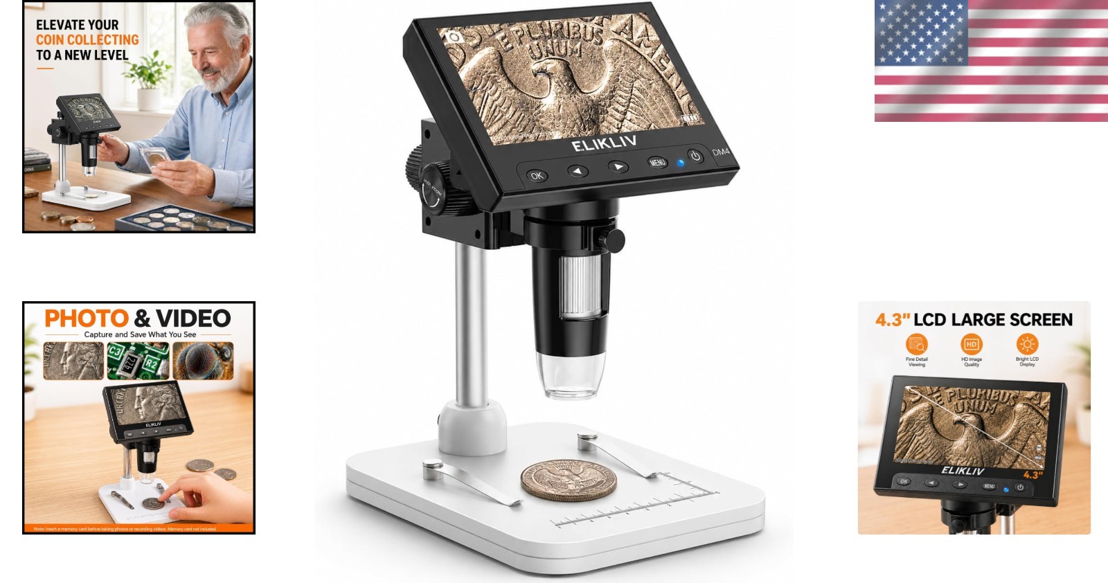 Coin Collector's Digital Microscope, LED Illumination