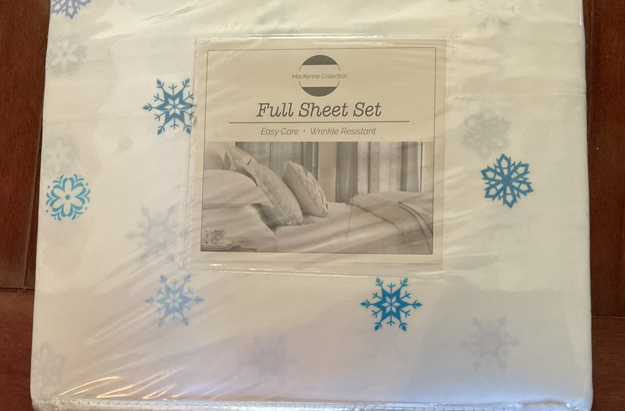 McKenna Coll Microfiber Polyester FULL Sheet Set 4 Piece Set SNOWFLAKE New