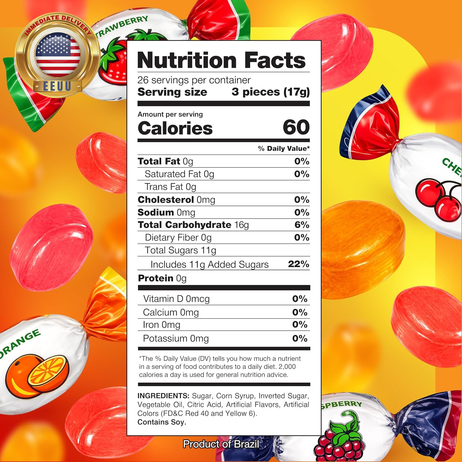 Assorted Fruit Hard Candy - 1 Pound Pack - Hard Candies Individually Wrapped - O