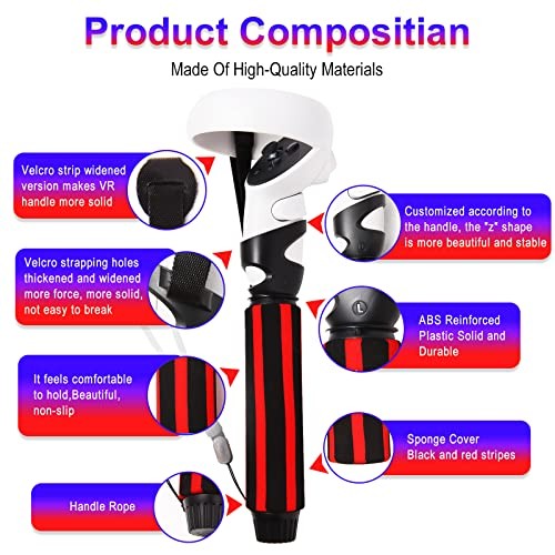 Striped Style VR Game Handle Attachments for Quest 2 - Extension Grips