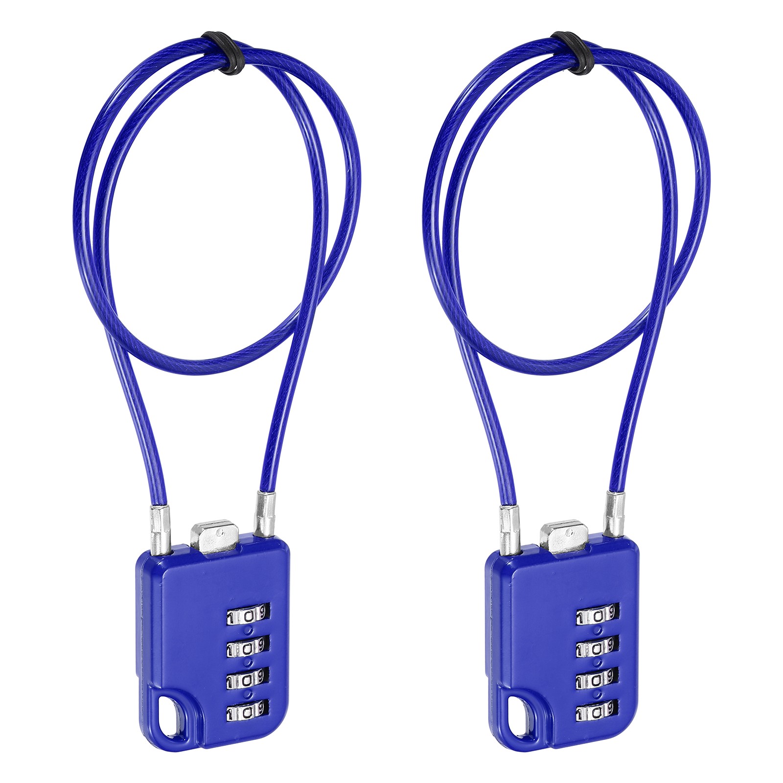 4-Digit Combination Padlock with Steel Wire Rope (15.8 Inch, Dark Blue) (2Pcs)