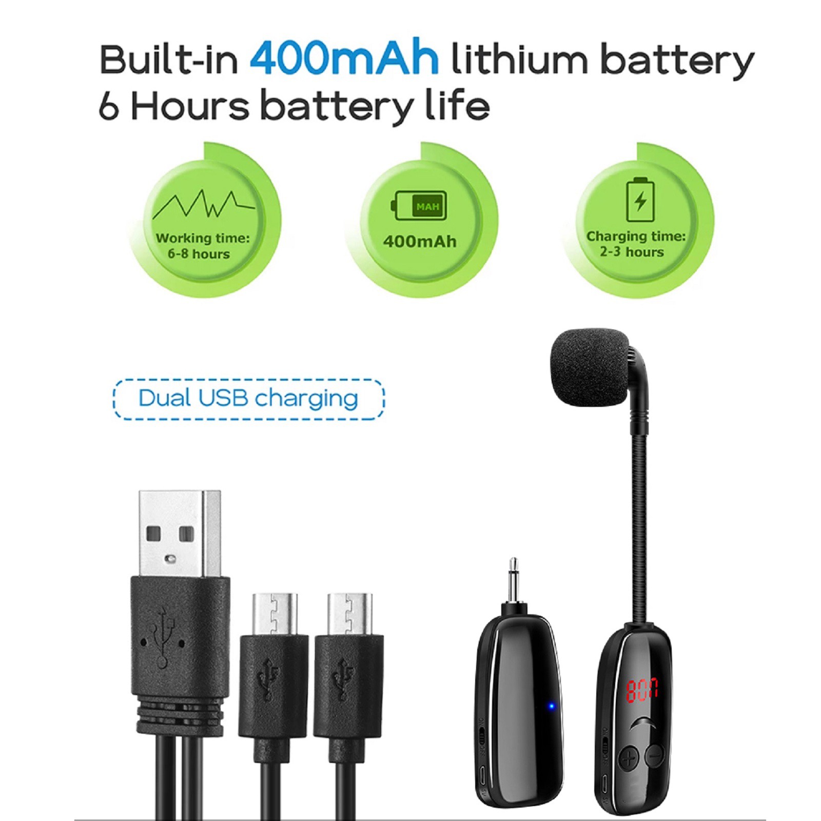 UHF Wireless Microphone For Trumpet Saxophone Instrument 50M Range Wireless m