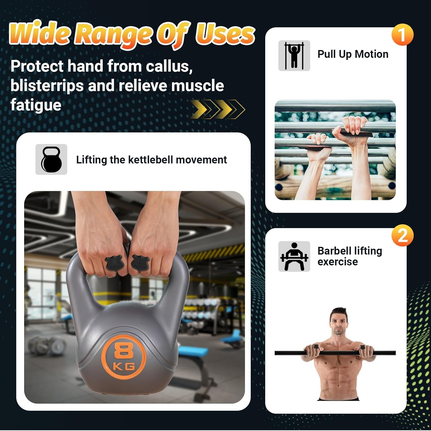 2Pcs Anti-Slip Silicone Hand Weight Grip for Deadlifts,Gym Grips,Weight Lifting
