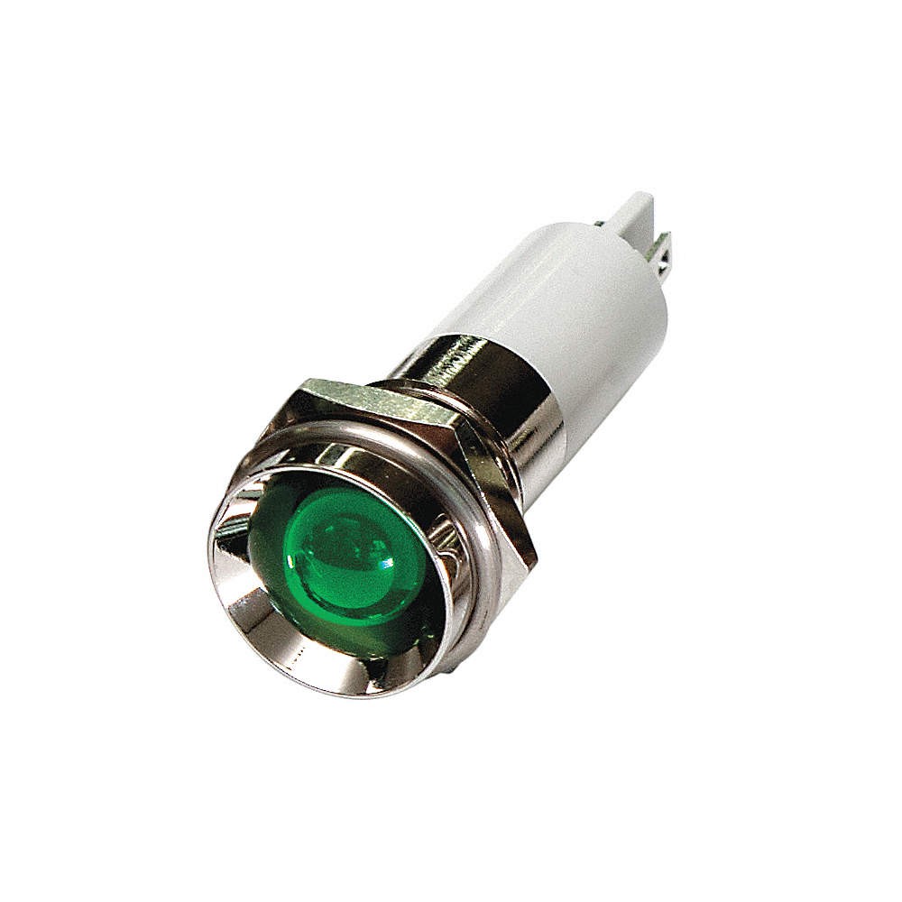 GRAINGER APPROVED 24M123 Protruding Panel Light, Green, 24 V DC 24M123