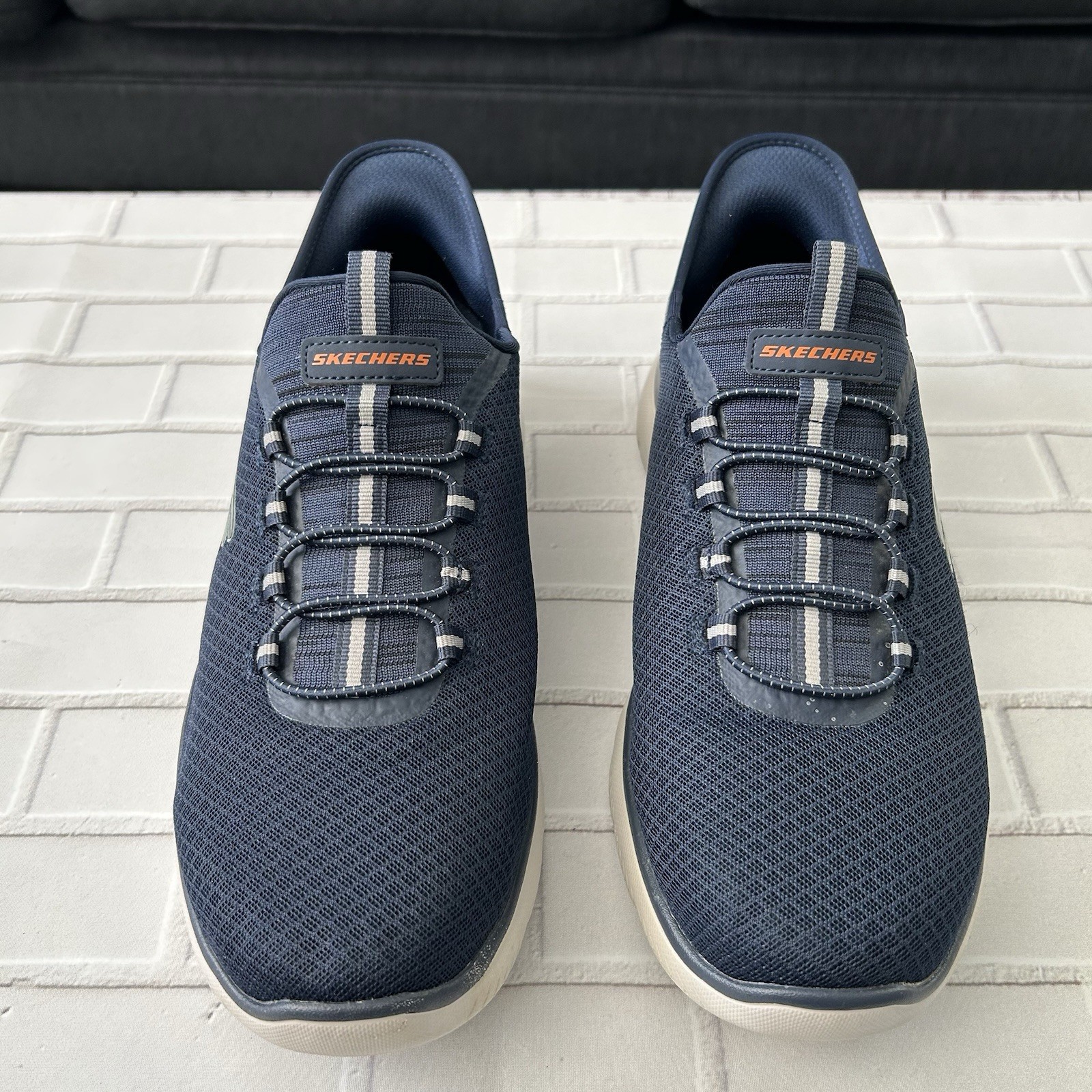 SCKECHERS Men's Sz 11 Wide Fit Slip-ins Summit High Range Running Sneakers Navy