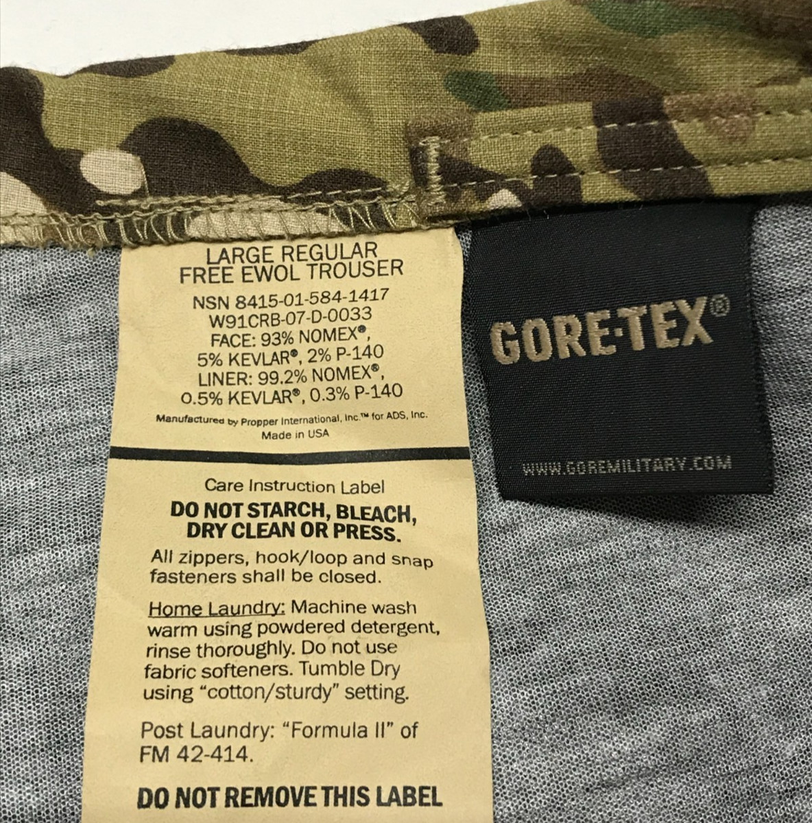 NEW USGI FREE EWOL Trousers Flame Resistant Goretex Multicam Pants OCP LARGE/REG