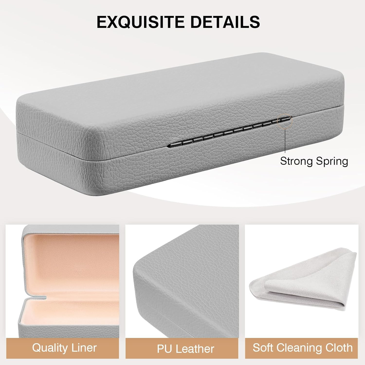 Glasses Case Hard Shell Square Large Eyeglasses Case PU Leather Protective Case