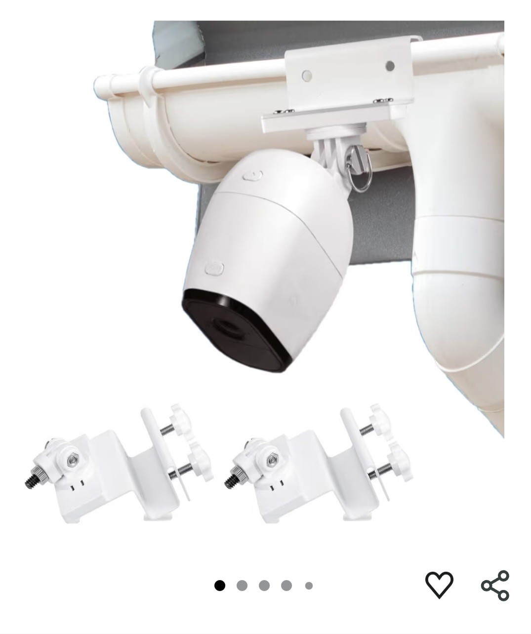 W Mounts Gutter Mount for Arlo Camera White Outdoor Adjustable Bracket