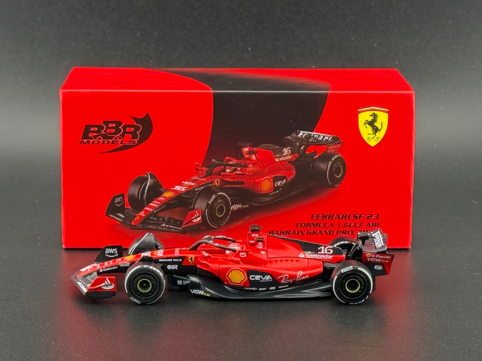 BBR Models Ferrari SF23 #16 C. Leclerc 2023 Bahrain GP 1/64