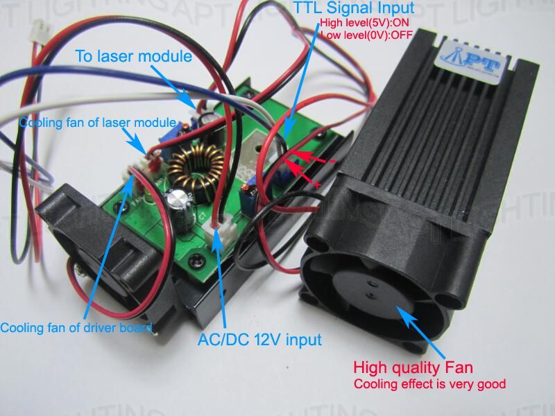 Quality Focusable 445nm 2000mW 2W Blue Laser Module TTL CNC Cutter Engraving