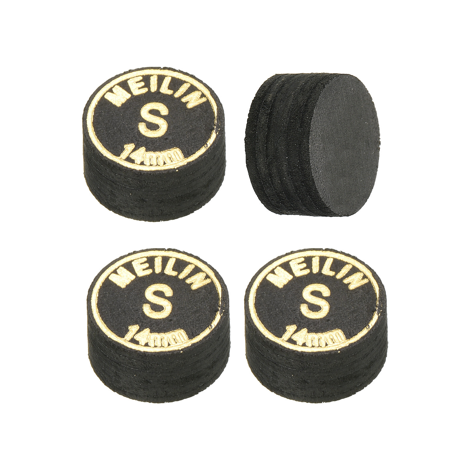 4Pcs 14mm Pool Cue Tips Soft Laminated Glue-on Billiard Stick Tips, Black