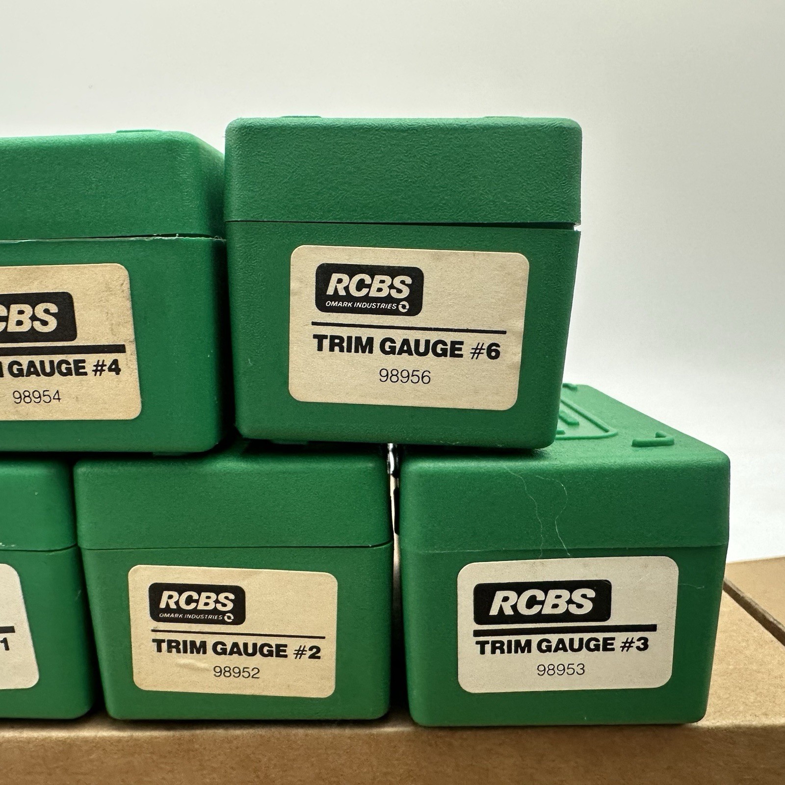 RCBS TRIM GAUGES SET OF 5 With Cases FOR RCBS CASE TRIMMER #1 #2 #3 #4 #6 USA