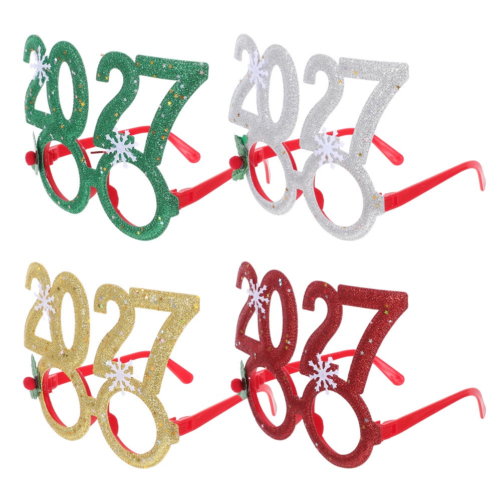 4 Pcs Happy Holidays Photo Booth Props New Years Eve 2027 Glasses Bright Colors