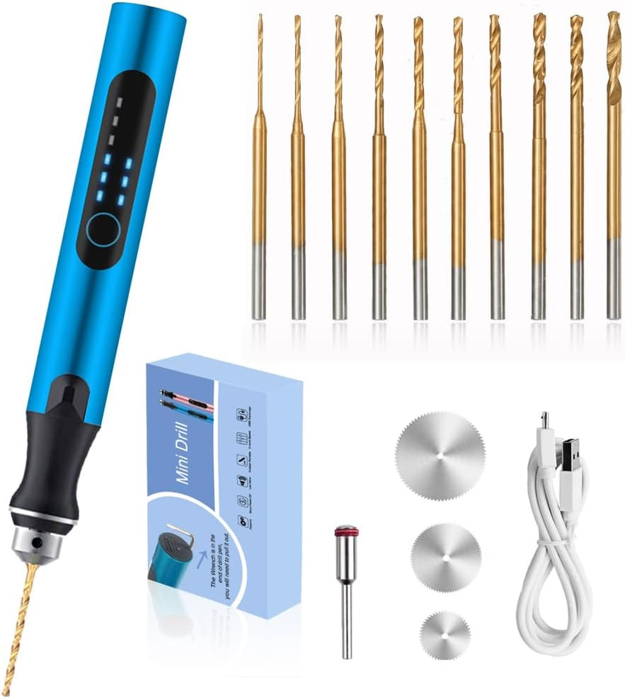 Cordless Mini Drill Pen 3 Speed Resin Jewelry Drill Kit 10 Bits Rechargeable