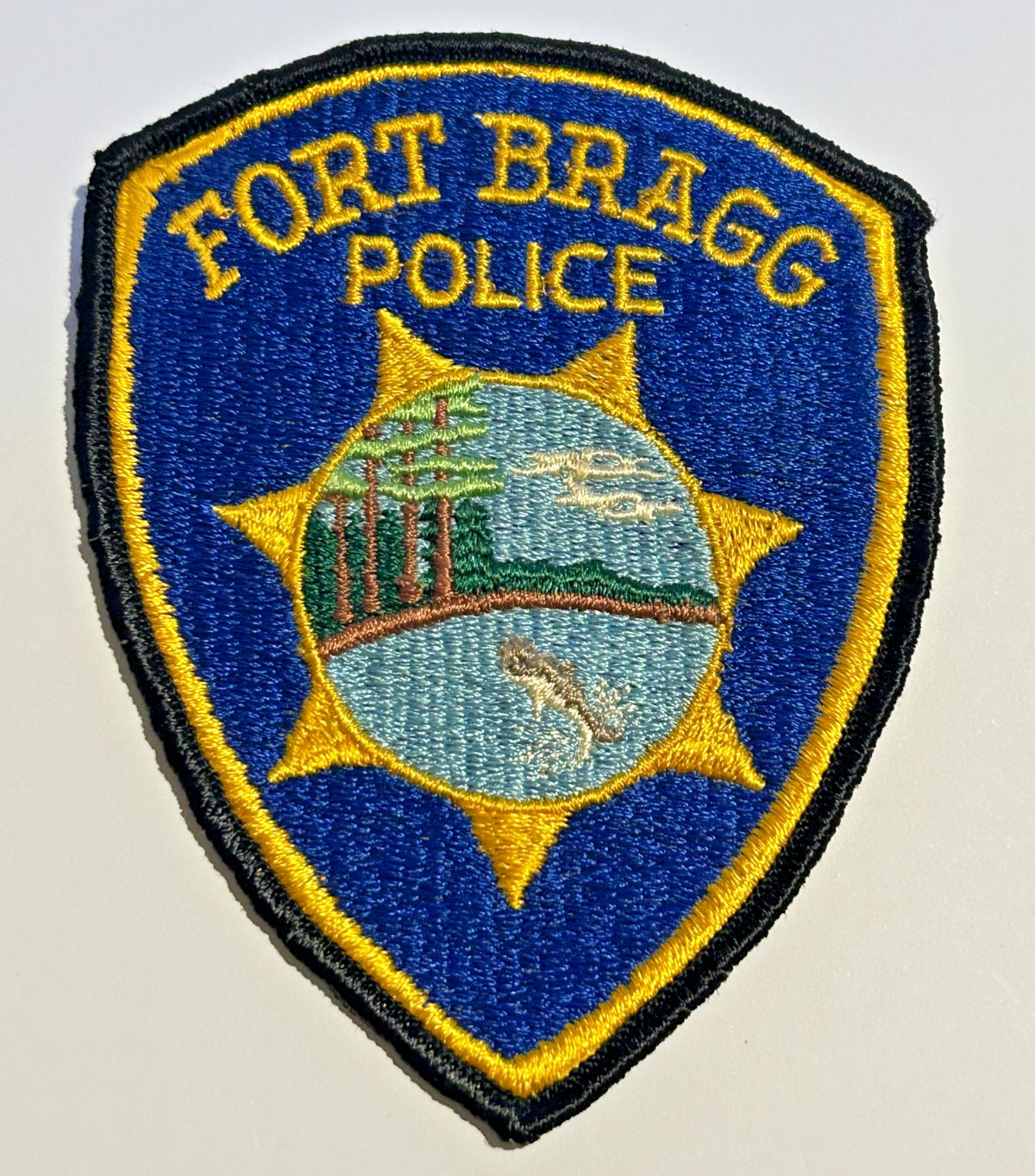 Vintage Fort Bragg California Police Cloth Light Blue Thin Letters Patch Unused