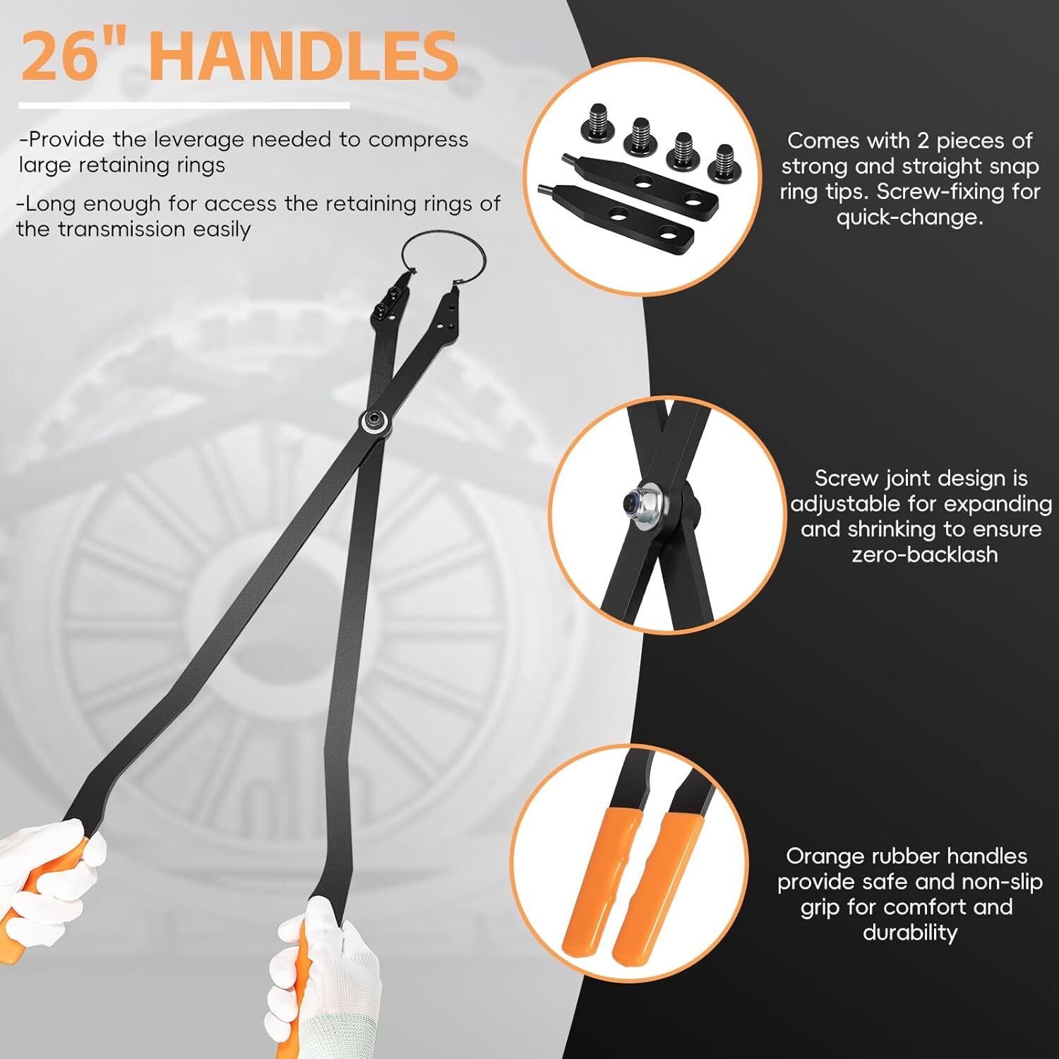 26" Heavy Duty Snap Internal Retaining Ring Pliers Large Internal Retaining Tool