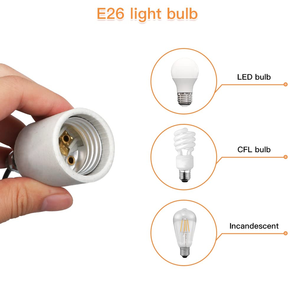 E26 E27 Ceramic Light Socket, Medium Base Porcelain Lamp Holder, Ceramic Light