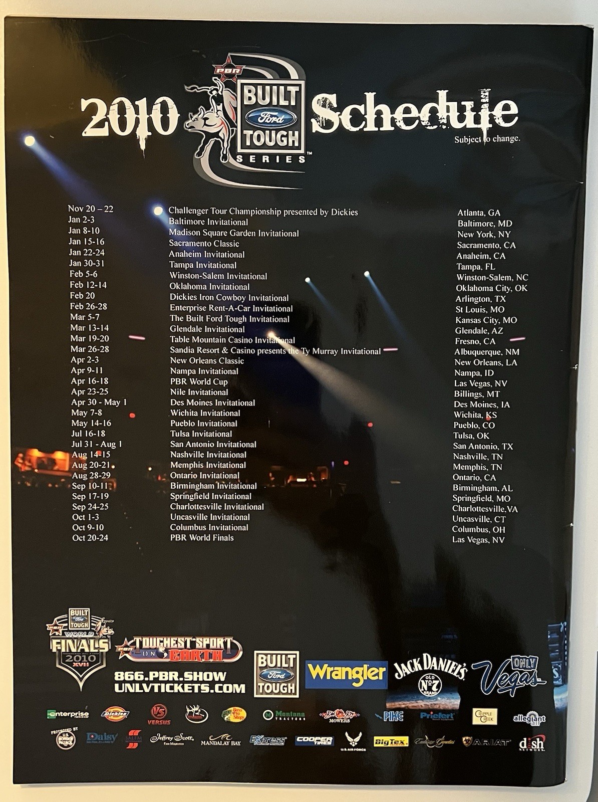 PBR 8 Seconds Official Souvenir Program 2010 - NF