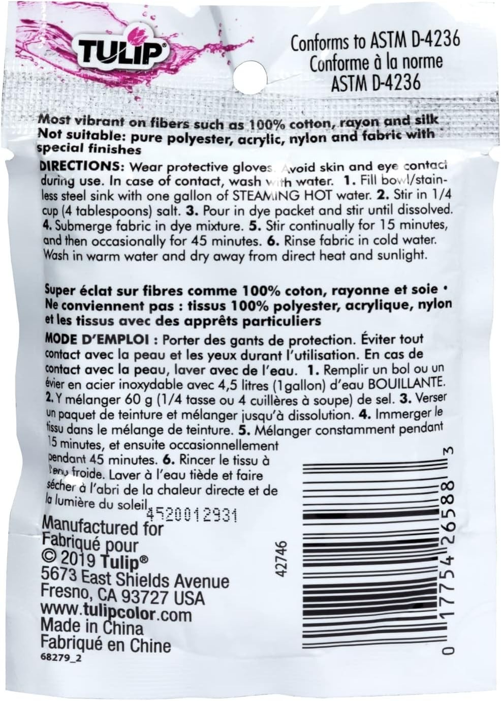 Tulip Permanent Fabric Dye Powder, Hot Method for Vibrancy, Black