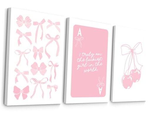 Decoración de pared de coqueta con 16x24 Inch Framed Estampados de naipes rosas