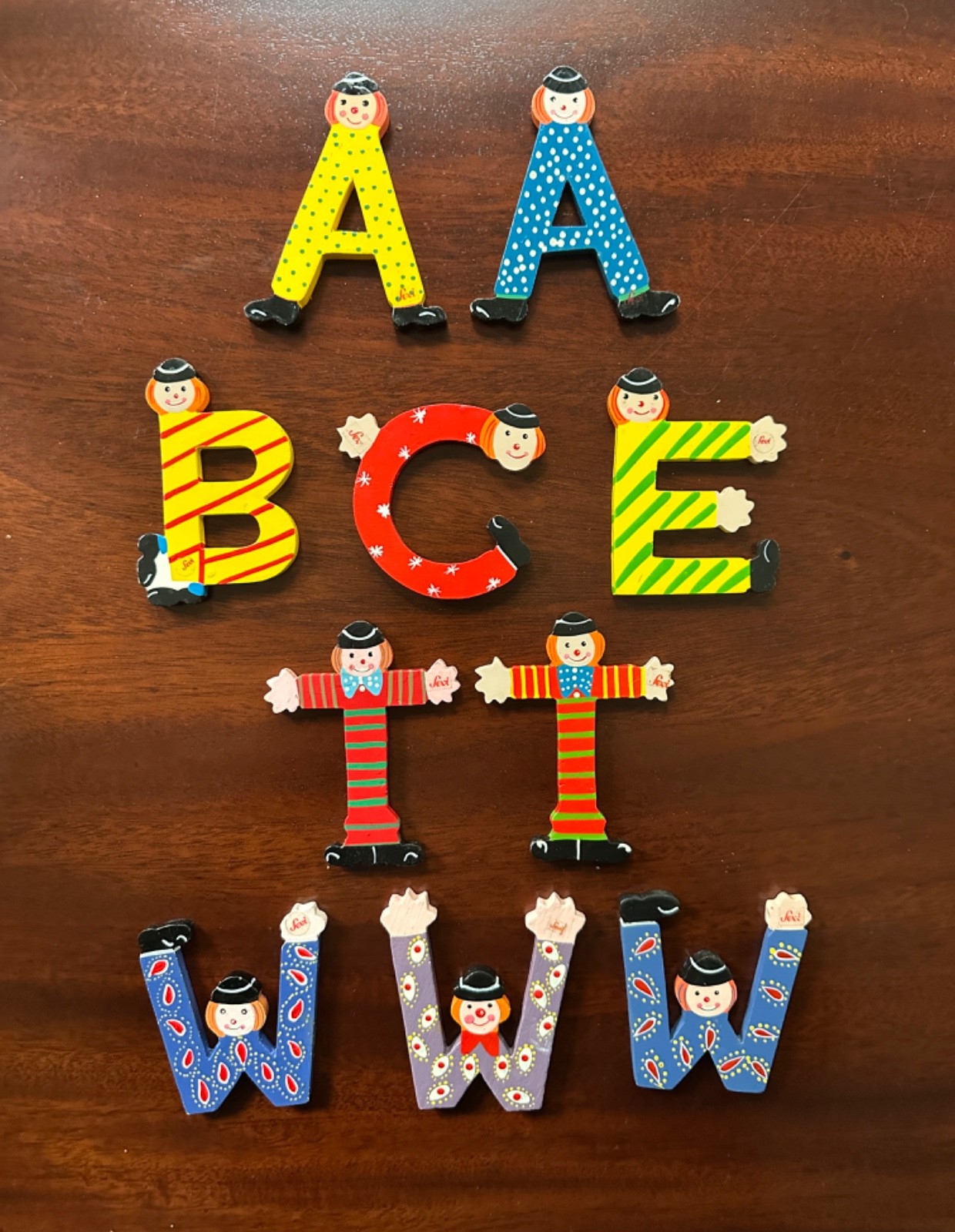 NEW Vintage 1990 Sevi Hand Painted Alphabet Letters Painted Wood