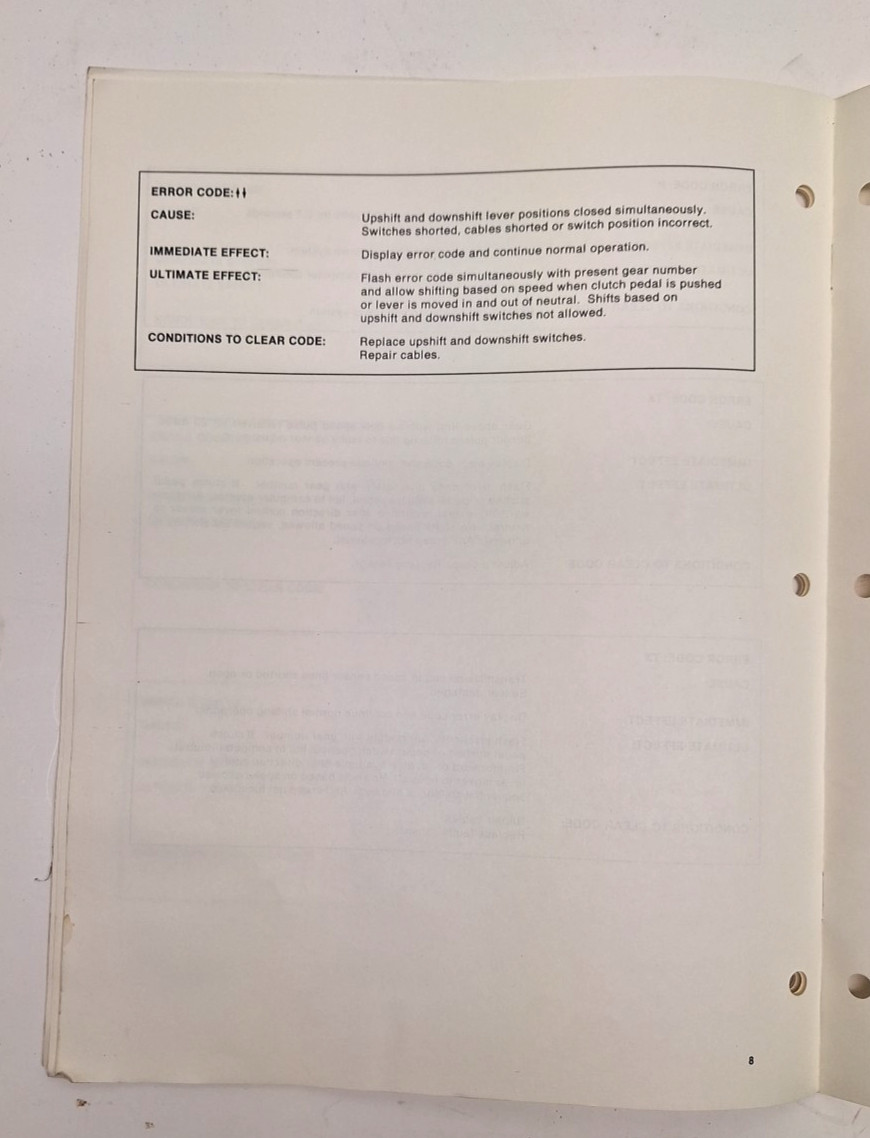 USED VERSATILE 800 SERES POWER SHIFT TRACTOR ERROR CODES SUPPLEMENT 97550