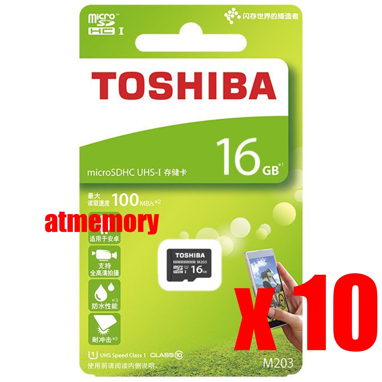 10x Toshiba 16GB Micro SD SDHC 16G Memory Card 100MB/s C10 Retail Lot of 10pcs