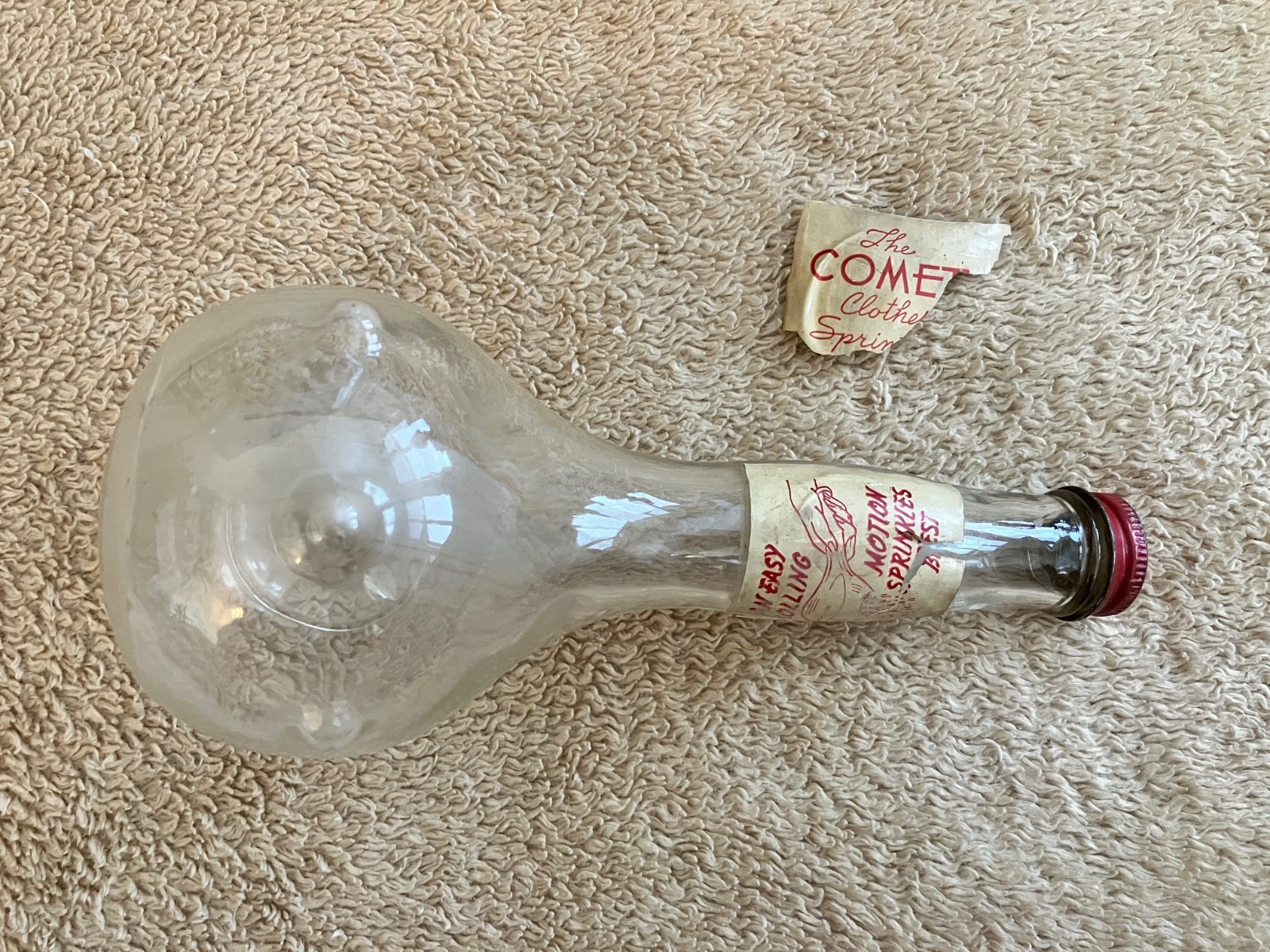 1950s Vintage Glass Comet Laundry Sprinkler Bottle Moisten Clothes Ironing NICE