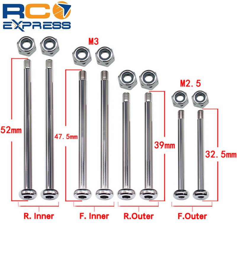 Hot Racing Traxxas EHD 2wd Hardened Steel Hinge-Pin Set (8) HTE1568