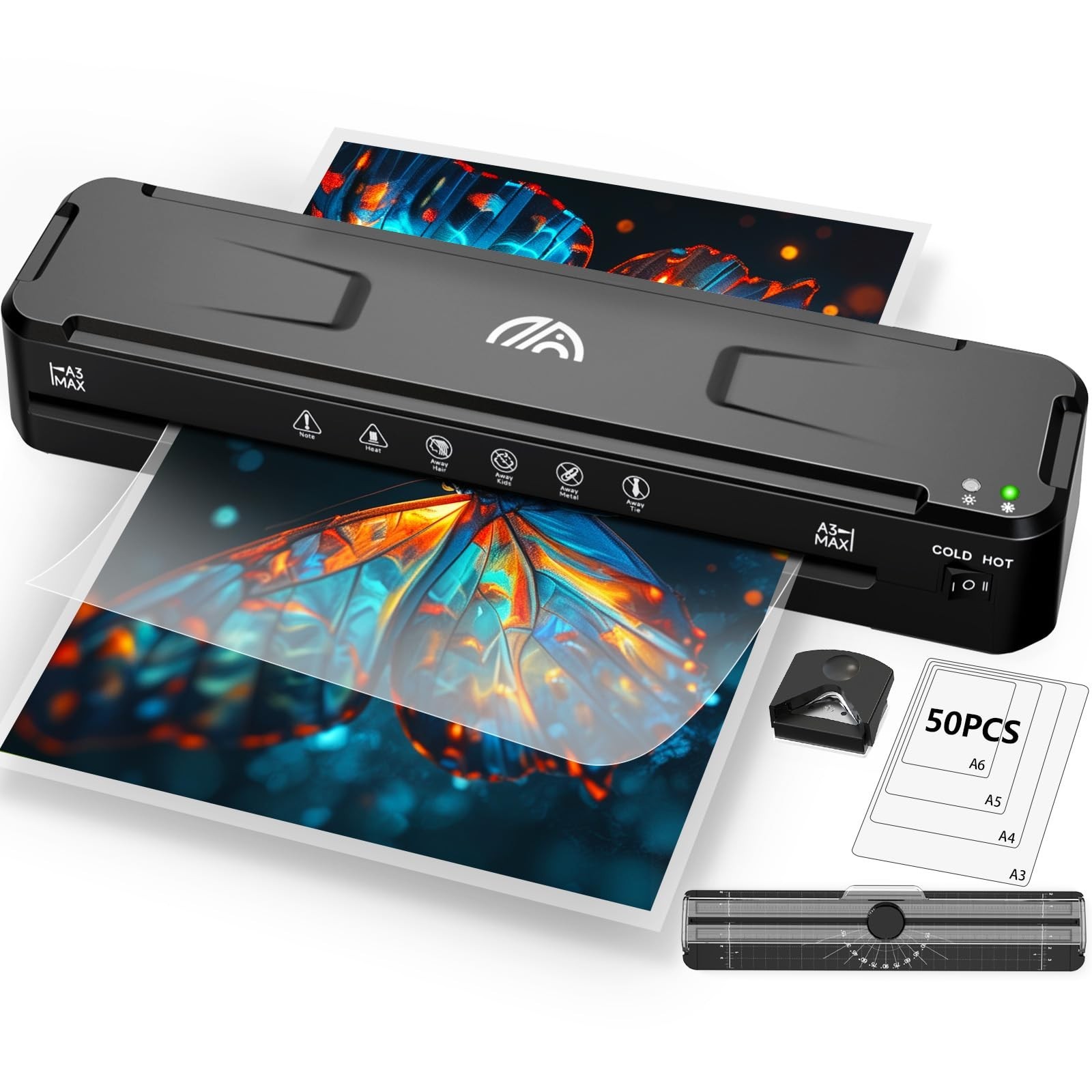 13 Inch Laminator Machine with 50 Laminating Sheets, Fast Warm-Up No Jam A3 L...