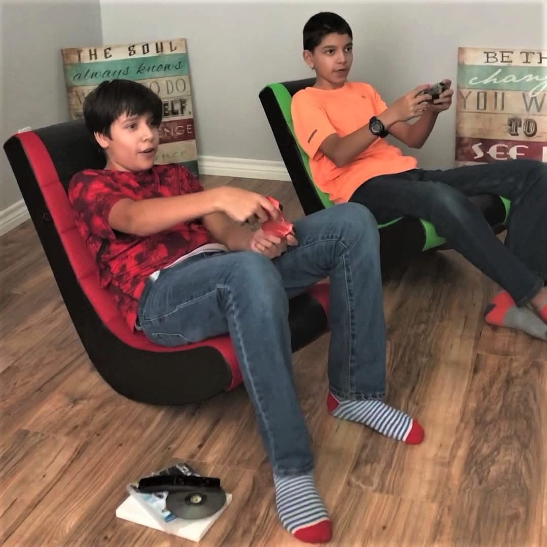 Classic Video Rocker Floor Gaming Chair, for Kids and Teens, PU Faux Leather ...