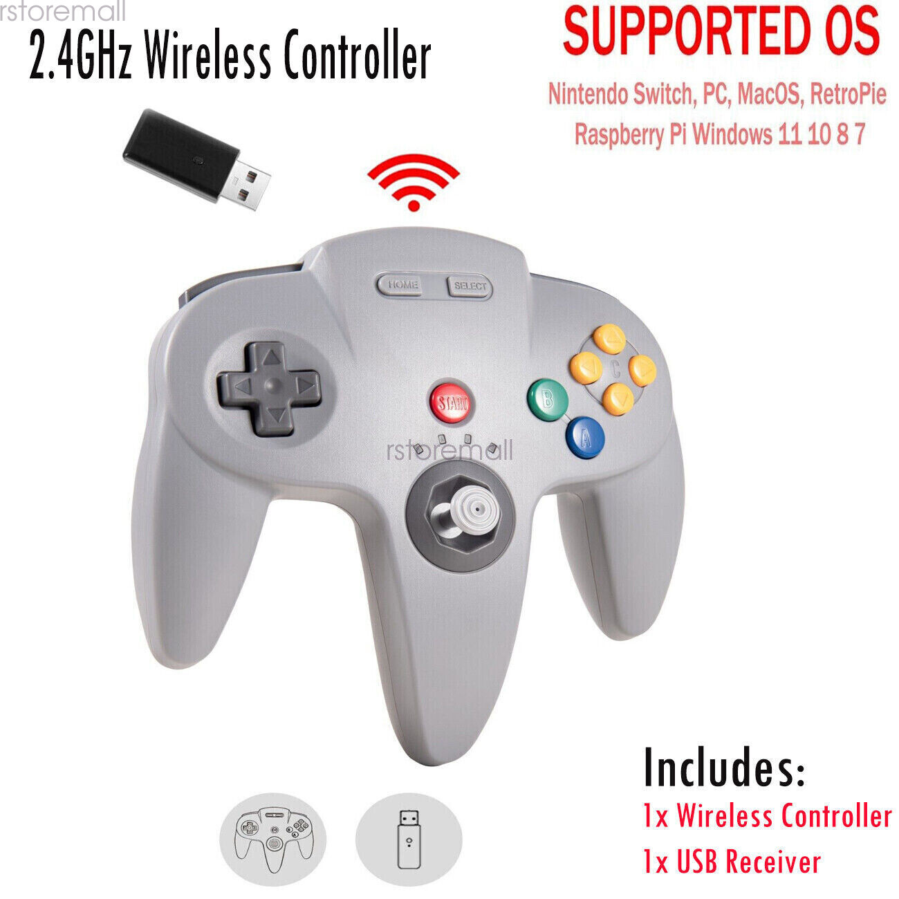 Wireless N64 Controller with USB Receiver  for Switch /PC MacOS /Raspberry Pi