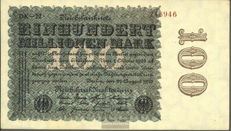 German Empire Rosenbg: 106q, watermark Rings black Firmenzeichen used (III) 1923