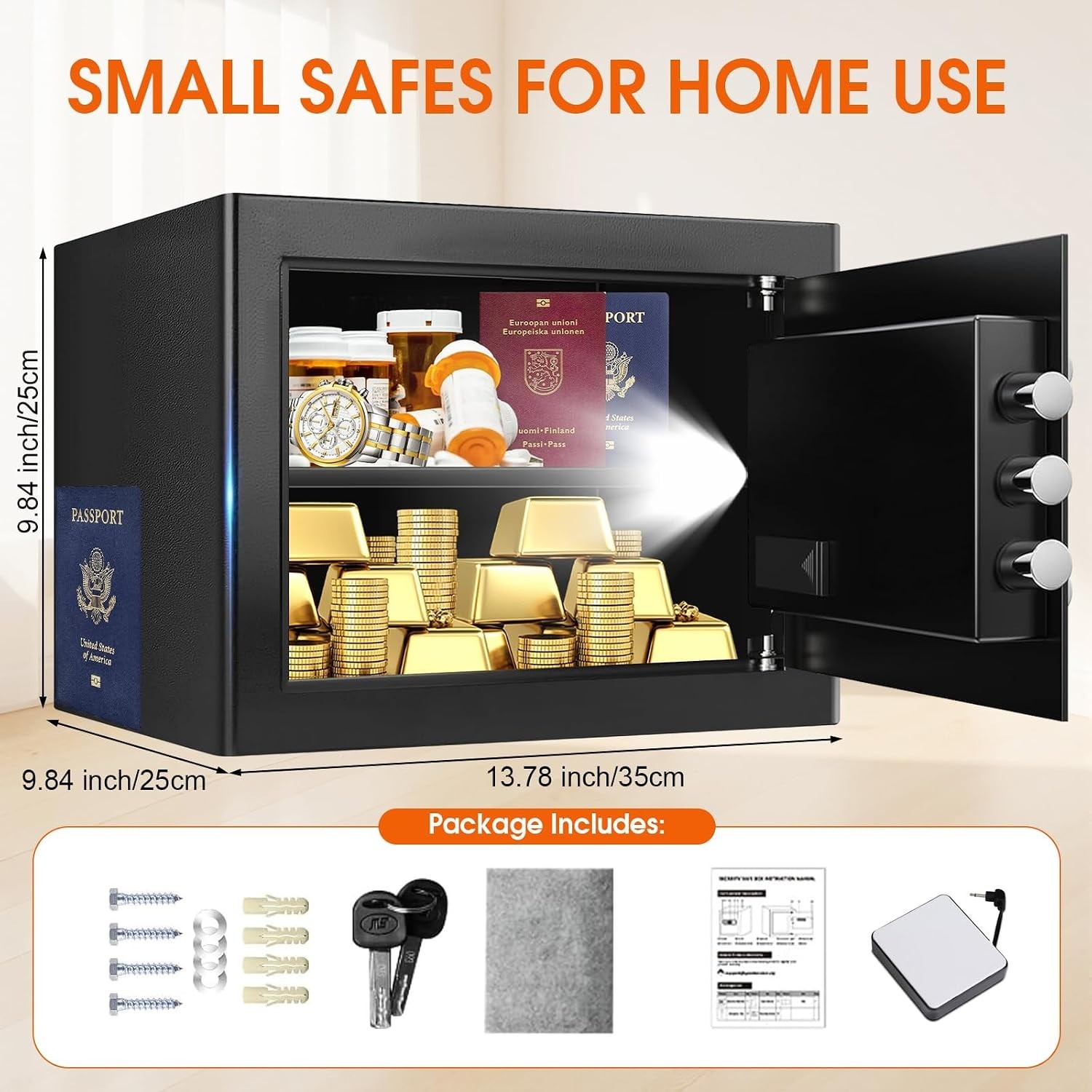 1.3 Cuft Small Fireproof Safe for Home, Personal Security Fire Safe Box with ...
