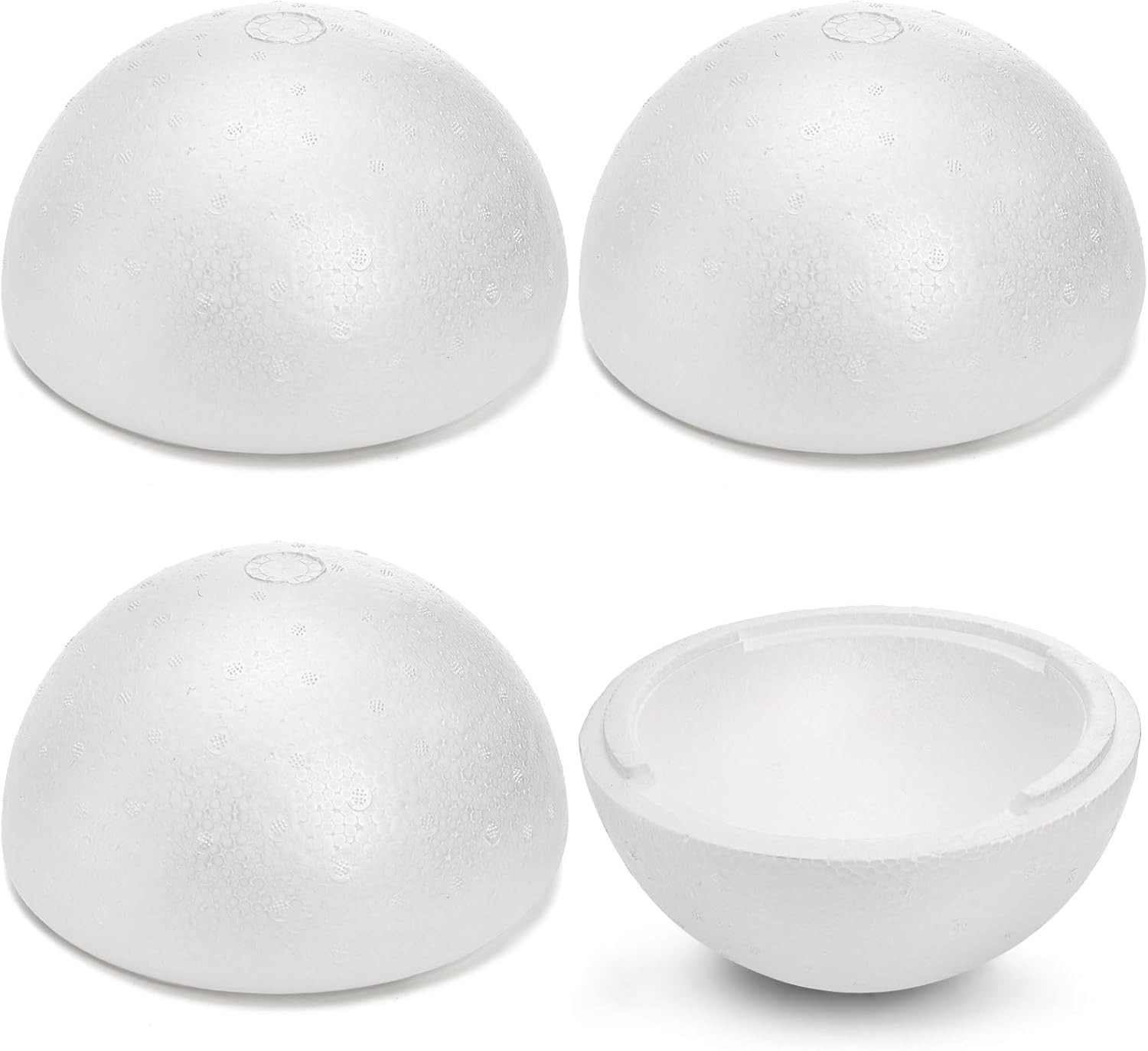 4 Pack Styrofoam Half Sphere, Large Hollow Half Ball for DIY Crafts, White Foam