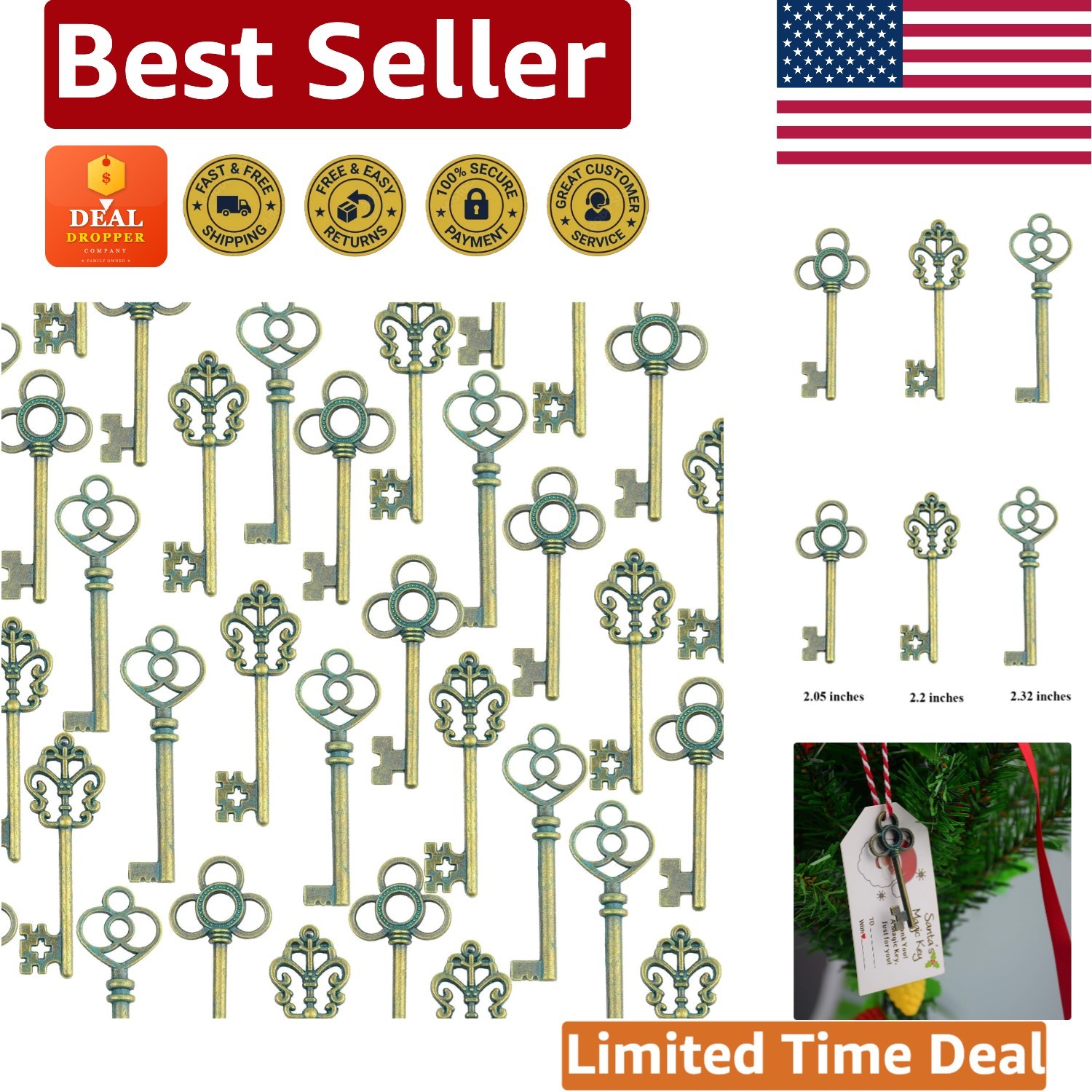 Antique Bronze Skeleton Keys Set of 30 - Perfect for Steampunk Decor and Gifts