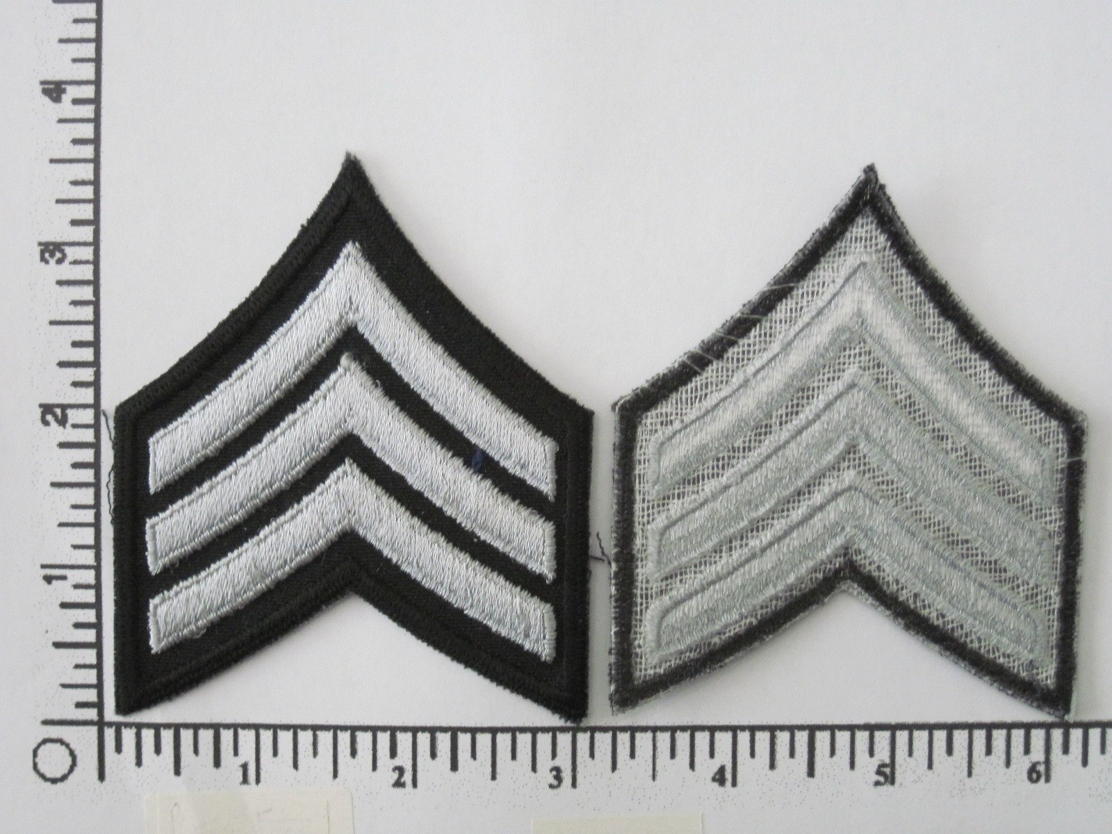 1 set (2 total) Sergeant stripes- black and silver (older)