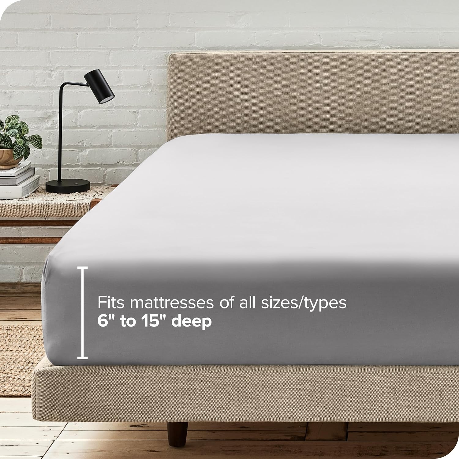 Luxurious King Size Fitted Sheet - 1800 Thread Count Microfiber, Light Grey