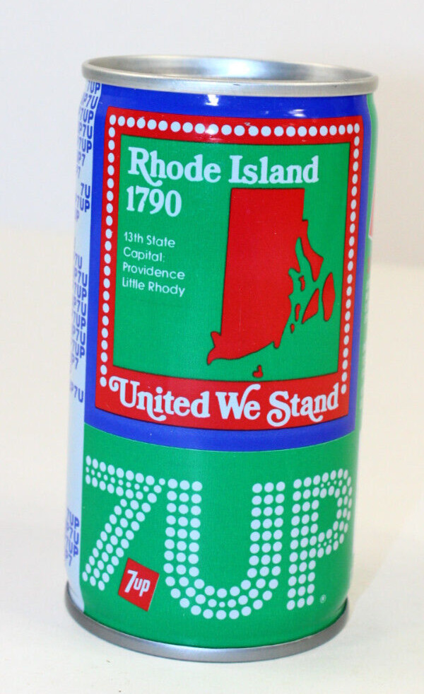 7up United We Stand Vintage 1976 Stackable Pop Can #39 Rhode Island 1790 7 up