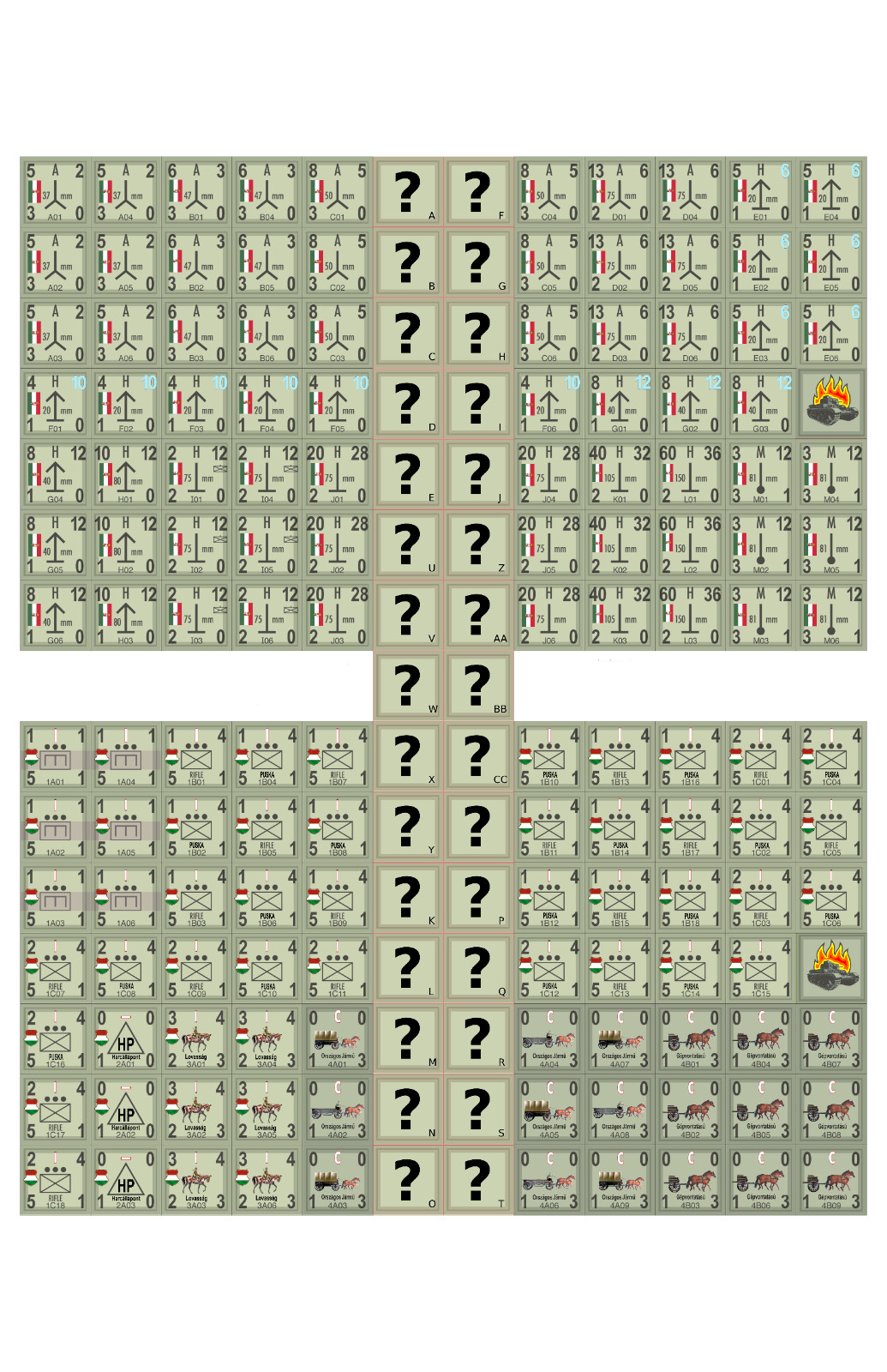 Hungarian Army Colored Counters PanzerBlitz Panzer Leader