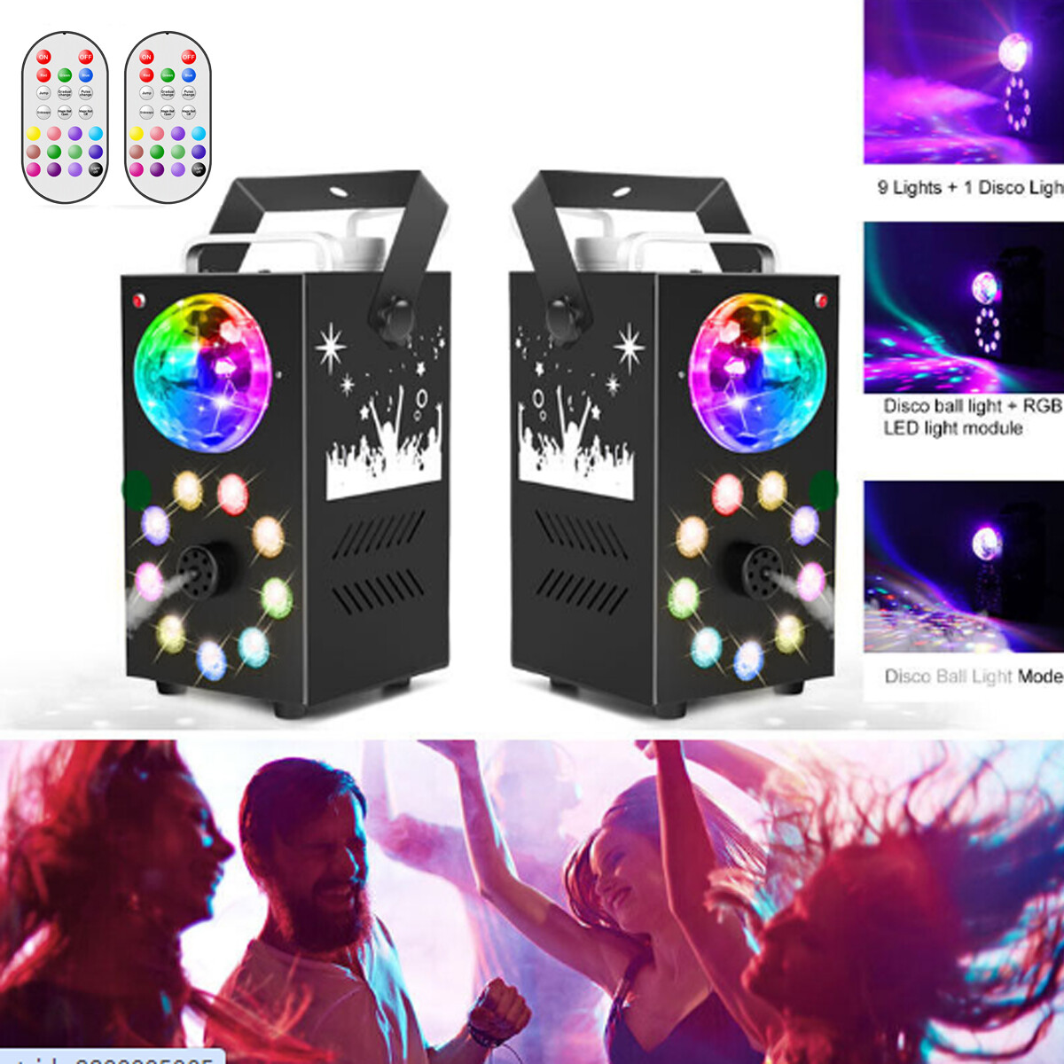 700W Fog Smoke Machine RGB Color LED DJ Party Smoke Fogger Stage Light w/ Remote