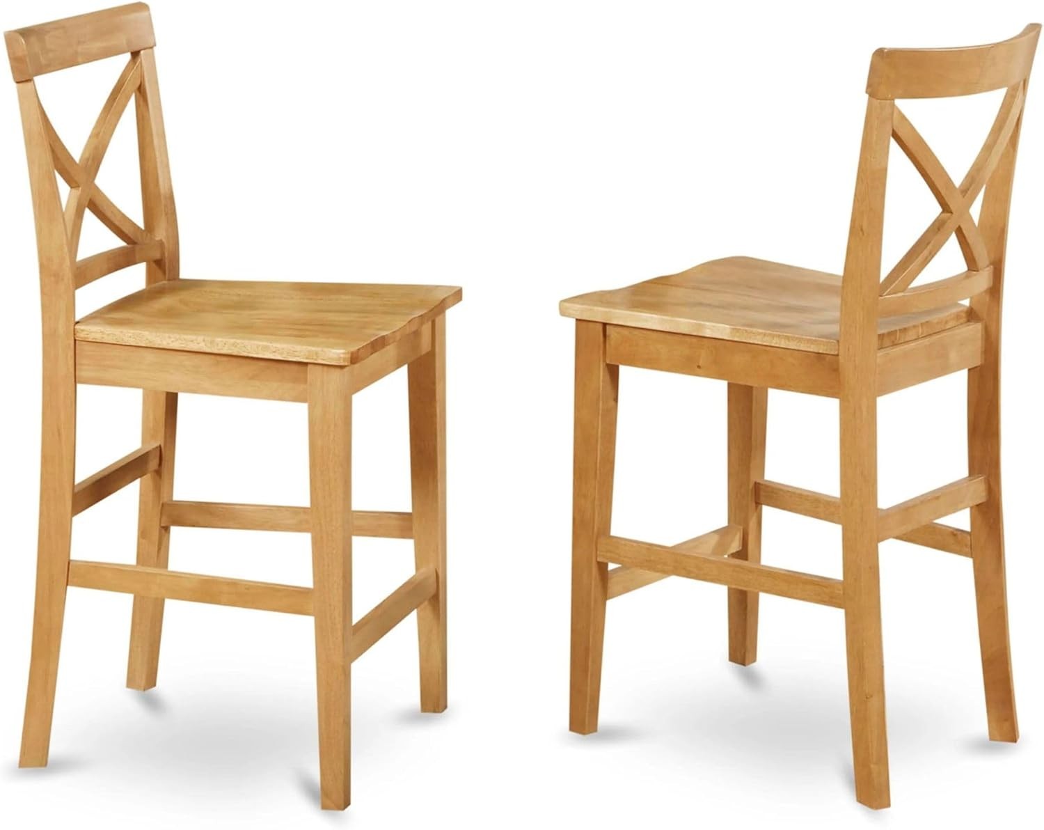 PBS-OAK-W Pub Counter-Height Bar Stool - Pub Height Kitchen Chairs, Set of 2,