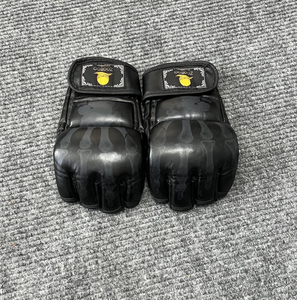 ZOOBOO MMA Grappling Gloves Men’s Black Skeleton Bone Design Muay Thai Sparring