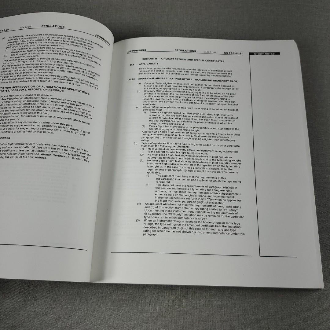Federal Aviation Regulations Jeppesen 1990 Trade Paperback Book