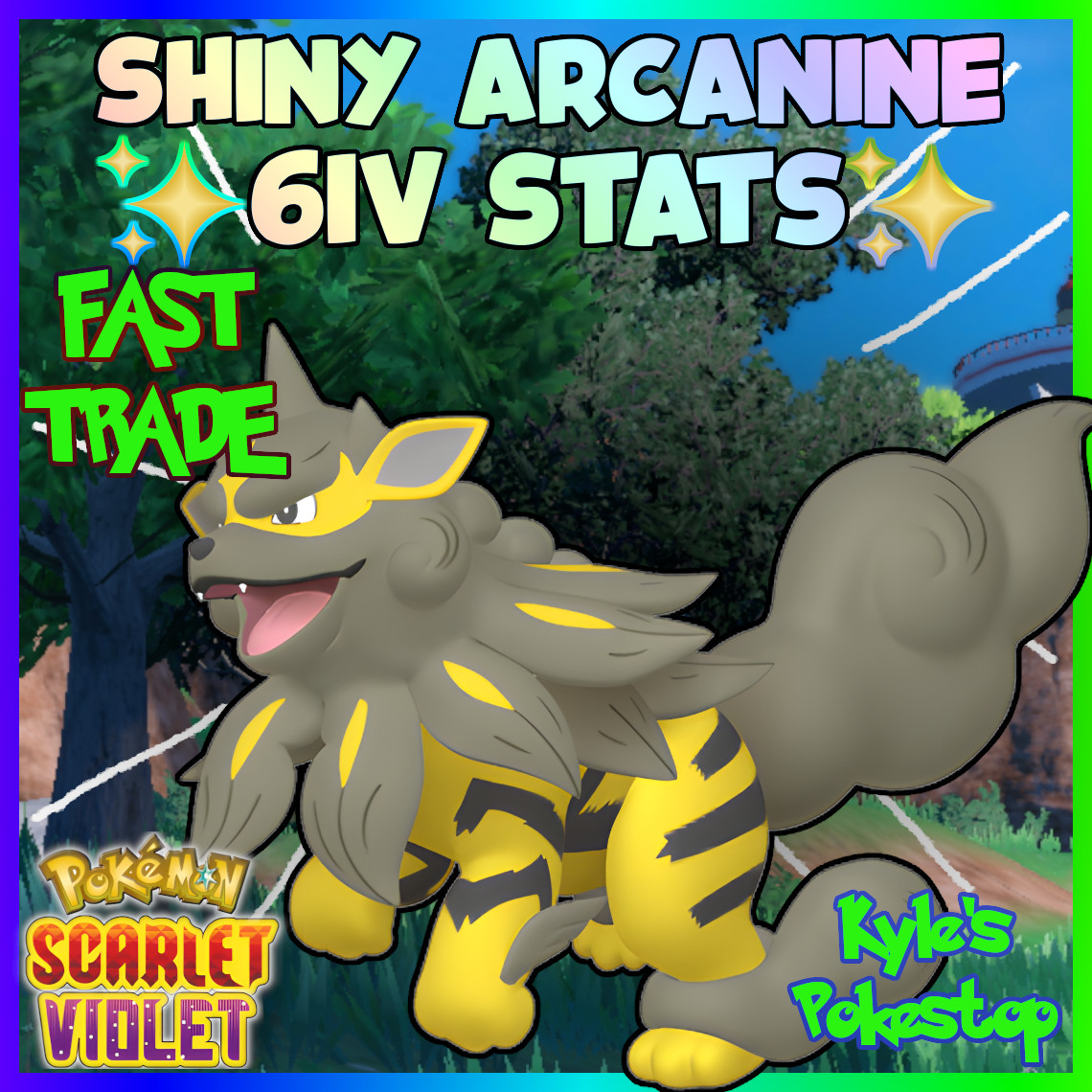 6IV 🌟SHINY🌟 HISU ARCANINE POKEMON SCARLET & VIOLET BATTLE READY EV'D 🚀 FAST